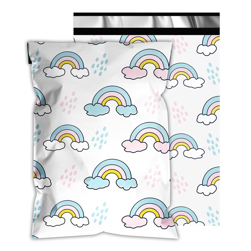 Vapulcio Poly Mailers 12x15.5 Inch 50 Pcs - Rainbow Printed Shipping Bags, 2.4mil Thickness, Waterproof and Tear Resistant Mailing Envelopes, Self-Sealing Packaging Bags for Small Business - Image 1